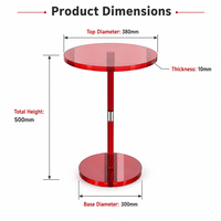 Table d'appoint rouge en acrylique élégante, anti-tremblement, minimaliste, haute transparence, qualité supérieure, acceptant les commandes en gros, directement de l'usine