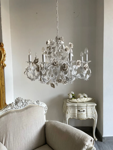 Lampadario in ceramica bianca 8 luci in ferro battuto forgiato a <span class=keywords><strong>mano</strong></span> - Product Image 5