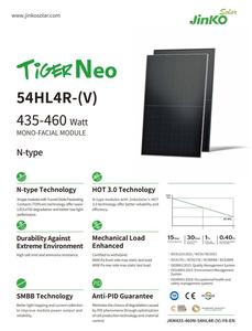 Panel Solar JKM-54HL4R-V de 430-450 Vatios Tipo N para Sistemas Solares Domésticos, Stock Europeo, Precio Económico - Product Image 2