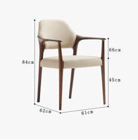 Fauteuils de salle à manger modernes en bois massif de style nordique, revêtement en cuir, design durable pour salles à manger, restaurants, hôtels, lieux de loisirs