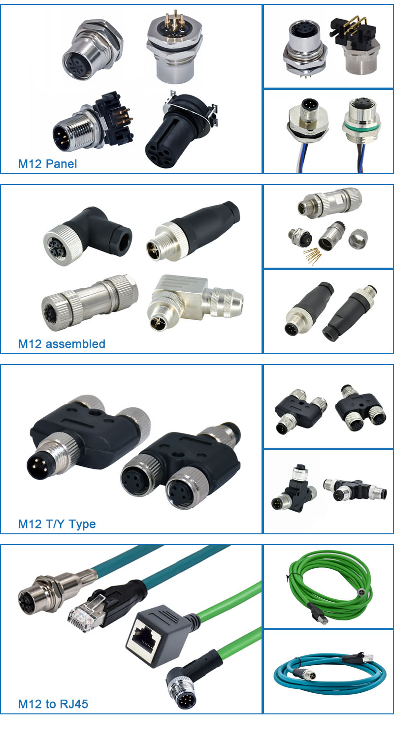 Rigoal PA66 M12 Waterproof Connector 3pin - 17pin Molding Cable Connector