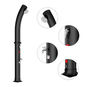 Colonne de douche solaire incurvée noire 35L, chauffée par l'énergie solaire, portable, pour <span class=keywords><strong>piscine</strong></span>, jardin, plage, <span class=keywords><strong>camping</strong></span>, <span class=keywords><strong>avec</strong></span> robinet au sol, OEM ODM - Product Image 3