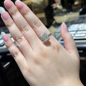 <b>Pop</b> Classic Yellow Gold IGI Certified Lab Grown Diamond Radiant Cut Mele Semi-Mount Wedding Party <b>Rings</b> for Lady Handmade - Product Image 2