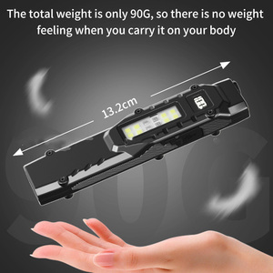 ไฟฉายดิจิตอลแสดงพลังงาน ไฟฉายล่าสัตว์ LED สองด้าน สวิตช์คู่ ชาร์จแบบ Type-C พร้อมคลิปหนีบกระเป๋า สำหรับตั้งแคมป์กลางแจ้ง - Product Image 6