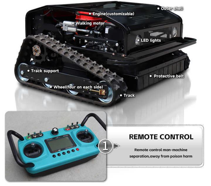 800mm Remote Control Lawn Mower with Remote Control Lifting Height That ...