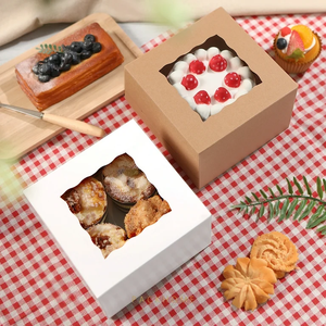 Boîte à gâteau en papier kraft blanc rigide, biodégradable, écologique, avec fenêtre, personnalisable avec logo, recyclable, finition mate, pour <span class=keywords><strong>sushi</strong></span>, haute qualité - Product Image 1