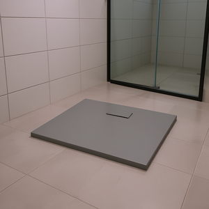 Base de Ducha SMC de 31.5x31.5 Pulgadas, Cuadrada, Gris, Lista para Azulejos, con Drenaje Central - Product Image 2