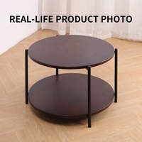 Table basse en bois massif écologique de couleur noyer à deux niveaux, design moderne, vente en gros personnalisée pour la maison et le salon