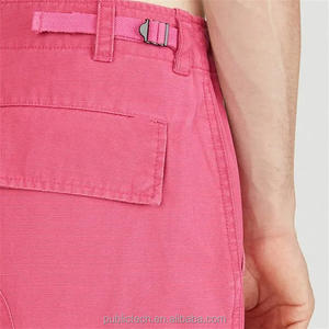 Pantalons unisexe en gros Pantalon cargo ample rose long en coton tissé avec logo personnalisé pour hommes - Product Image 6