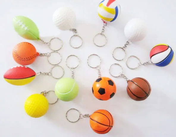 4CM diameter PU squeeze fidgets stress toy sports basketball football baseball golf ball keychain toys toy for kids