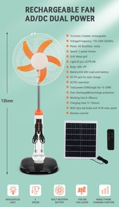 Rechargeable Solar <b>Fan</b> Portable <b>Standing</b> <b>Fan</b> Featuring Solar Charging Two Lighting Bulbs Wireless Remote For Garden Travel - Product Image 5
