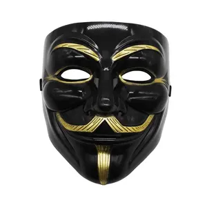 Penjualan pabrik PVC topeng Hacker Halloween pria anonim Fawkes V untuk topeng Cosplay Vendetta perlengkapan pesta