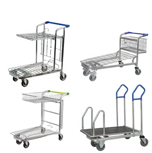 Utilisation en entrepôt Chariots de transport de bagages logistiques pliants robustes Chariot de type entrepôt de supermarché - Product Image 4