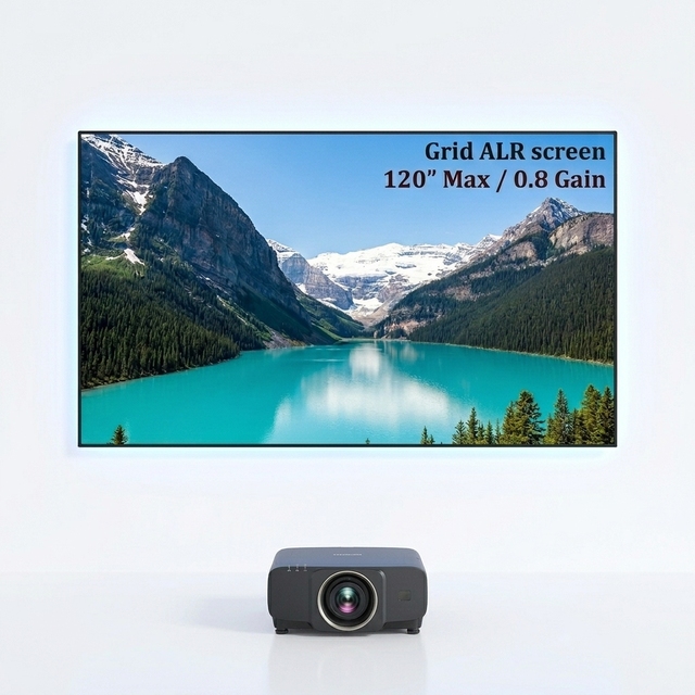 VisualMR 120-inch 4K 16:9 PET Grid ALR OptiBlack Wall-Mounted Projector Screen for Home Theater Triple Color Laser Projectors
