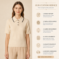 Pull en tricot à col polo pour femme ODM, pull en laine à manches courtes pour femme