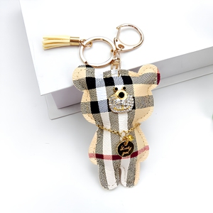 Llavero de tela tartán con borla, colgante para bolso, clásico y adorable, venta al por mayor, personalizado OEM ODM - Product Image 3