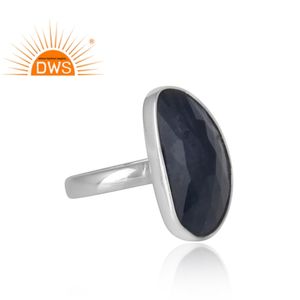 2020 Design Blue Sapphire Gemstone <b>Ring</b> Indian Solid <b>Sterling</b> Fine <b>Silver</b> Designer <b>Ring</b> Jewelry Manufacturer - Product Image 3