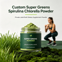 Poudre de Super Aliments Verts Mixte Spiruline Chlorelle Mélange d'Origine Végétale en Vrac Complément Nutritionnel en Poudre