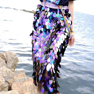 럭셔리 들러리 원피스 천 큰 40mm 타원형 모양 인어 블랙 오일 컬러 스팽글 원단 - Product Image 1