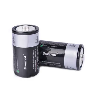 Сухая батарея, заводская цена, Цинковый Карбон Um1 R20P R20 D, Размер 1,5 в, картонная коробка из ПВХ Sunmol & OEM, цилиндрические 1,5 вольт