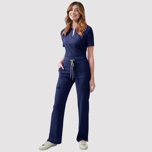 2025 Neues Damen-Medizinisches Arbeitskleidungsset mit geteiltem Ausschnitt, Kurzarm-Oberteil, Cargo-Hose mit Kordelzug, Atmungsaktive Pflegekleidung aus Spandex für Chirurgie - Product Image 5