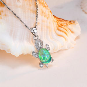 Eenvoudige Platina Schildpad Toermalijn Ketting Sleutelbeen Keten Diamanten Schildpad Dier Serie Ketting Sieraden - Product Image 3
