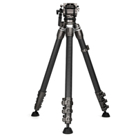 Manizek TE485 Kit trépied vidéo professionnel robuste en fibre de carbone, étanche, antichoc, capacité de charge 10 kg, tête fluide 4,5 kg