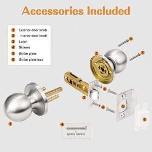 Probrico Maniglie per Porte Interne Rotonde in Nichel Spazzolato, per Corridoio e Armadio, Serratura Senza Chiave, Confezione da 10 - Product Image 5