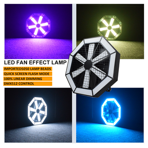 Rueda giratoria RGB 3 en 1 LED ventilador luces efecto de escenario luz de fondo DMX512 Disco bar DJ Party Machine torbellino Lámpara de pared - Product Image 3