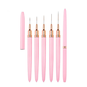 Pincel delineador de uñas de 5-15 mm, extrafino, rosa, con logo personalizado, para pintura en gel acrílico, juego de plumas para dibujo, para salón de manicura, venta al por mayor - Product Image 1