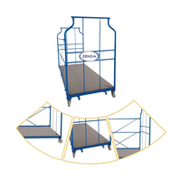 Conteneur à roulettes standard en acier, équipement logistique, chariot pliable à quatre roues, OEM, revêtement en poudre