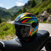 Casque de moto trois-quarts certifié DOT, doublure intérieure amovible rapidement, visière double, bonne ventilation, protection contre la chaleur