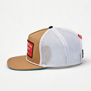 Gorra Trucker Unisex con Logotipo Personalizado, Malla Trasera Blanca y Marrón, Cierre a Presión, Parche, 5 Paneles, Estructurada, Tela Común, para Deportes al Aire Libre, Casual - Product Image 4