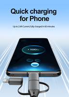 Cable Multifuncional 3 en 1 con Certificación MFI Original, Cable MFI de Carga Rápida de 2.4A, Cable Micro USB V8 Tipo C para iPhone