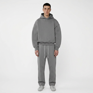 Sweat à capuche d'hiver pour homme, coupe droite, 300 g/m², en coton de haute qualité, avec fermeture éclair, séchage rapide, respirant, style streetwear, coupe courte et tombante - Product Image 1