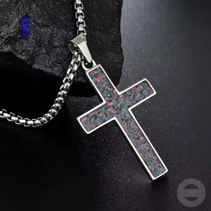 जेंटस गहने हॉट सेलिंग क्रॉस पेंडेंट ओपल इनले हार - Product Image 3