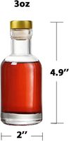 Bouteille ronde vide de 3oz 100ml en verre avec étiquette de logo personnalisé noir transparent pour whisky vodka liqueur vin avec liège