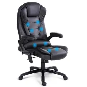 Luxury Comfortable Adjustable Reclining Boss Lift Seat Swivel Massage Ergonomics Computer Office Chair With Footrest Black