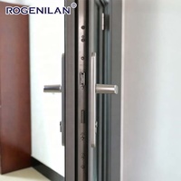 ROGENILAN Porte battante extérieure moderne en aluminium étanche à double vitrage, portes à battants en verre trempé pour maisons