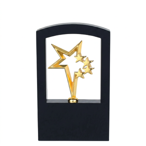 •Elegant wooden memento with premium quality wood with metal stars wooden black <b>plaques</b> with star. - Product Image 1