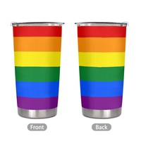 Gobelet isotherme en acier inoxydable 20 oz personnalisé sur le thème arc-en-ciel gay pour les longs trajets en voiture, la plage et le camping en plein air
