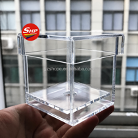 Boîte à fleurs élégante en acrylique SHP à 1 trou pour l'affichage de roses, étui cadeau transparent, décoration de table pour la maison et l'hôtel, vente en gros