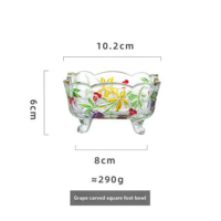 Ensemble de plats et de bols carrés en verre peint en relief de haute qualité avec un design minimaliste pastoral pour les collations et les fruits secs