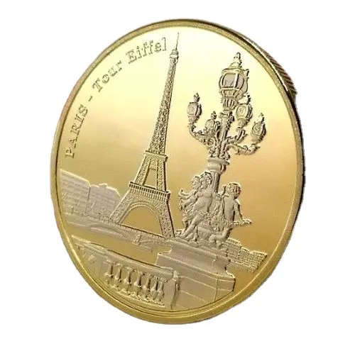 3D France Eiffel Tour Paris Coin Token metal silver plated Tower Eiffel coin