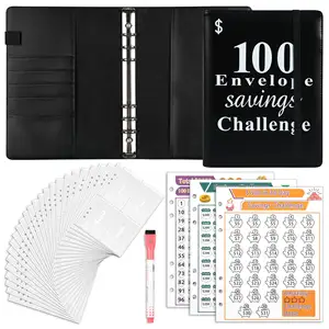 Hot A5 Budget 100 Days Envelopes Money Saving Hallenge Book Budget Planner With Elastic Band To Save $5050 Savings Binder