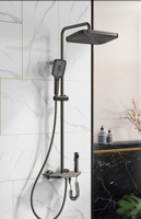 Robinet mural de douche couleur noire mitigeur de robinet 4 fonctions pommeau de douche à effet pluie ensemble de système de douche salle de bain