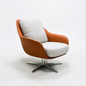 Fauteuil de bureau pivotant de style moderne, chaise de loisirs individuelle pour salon et balcon, fauteuil lounge individuel orange vif, prix d'usine - Product Image 1