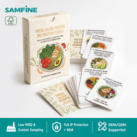 Jeu de cartes de recettes de salades fraîches personnalisées OEM de 52 cartes, cartes d'inspiration pour l'accordage de repas sains en gros avec boîte en papier personnalisée