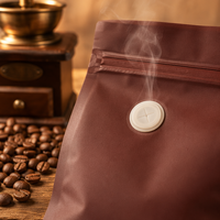 Sacs à café prêts à être expédiés en stock – Dernière collection en gros 125g 250g 500g – Emballage de grains de café à fond plat court avec valve