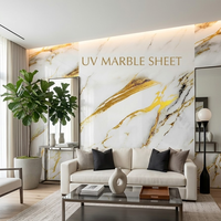 Plaque de marbre UV élégante à veines dorées 1220x2440mm, feuille d'or brillante, écologique, ignifuge, imperméable, panneau PVC de 2mm d'épaisseur